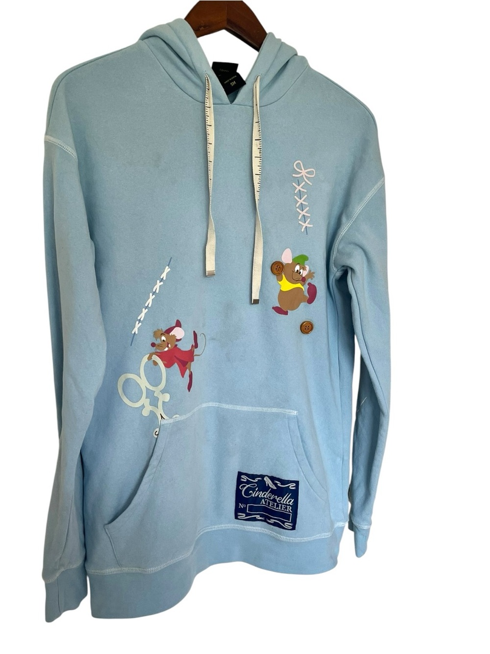 Disney Cinderella Mice Box lunch Exclusive Ice Blue Hoodie Sz Small Pocket